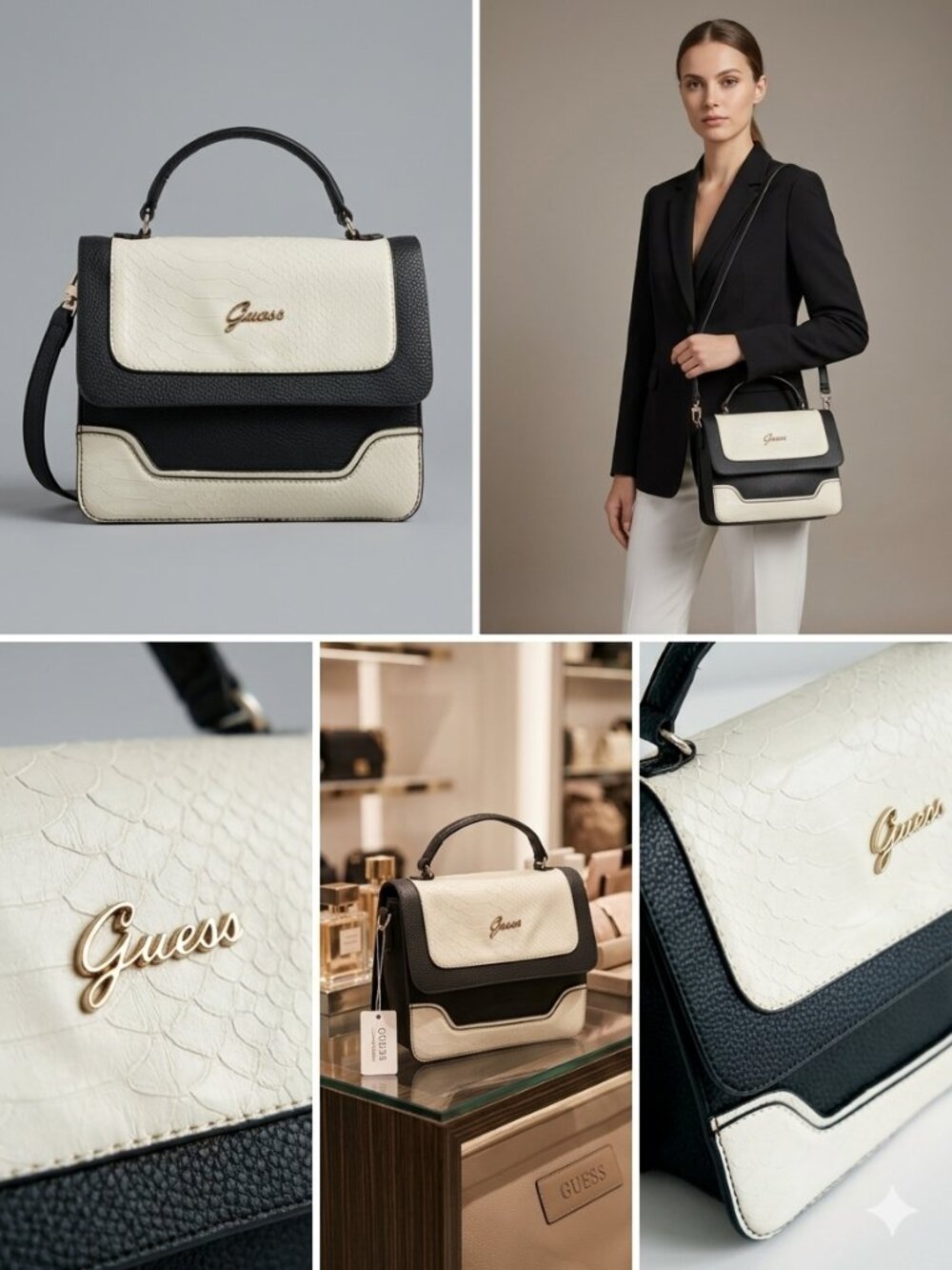 Guess Faux Snakeskin Color lock Satchel Crossbody